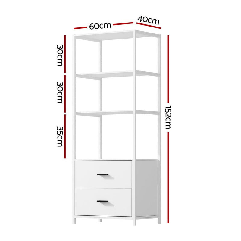 Artiss Bookshelf Display Shelf 2 Drawers 152CM White