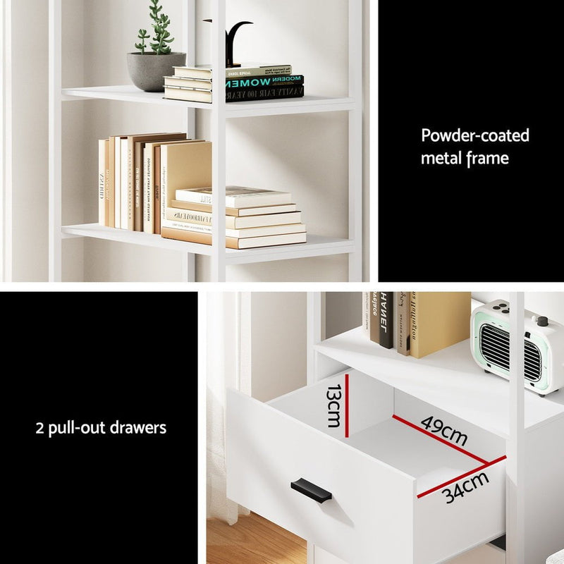 Artiss Bookshelf Display Shelf 2 Drawers 152CM White