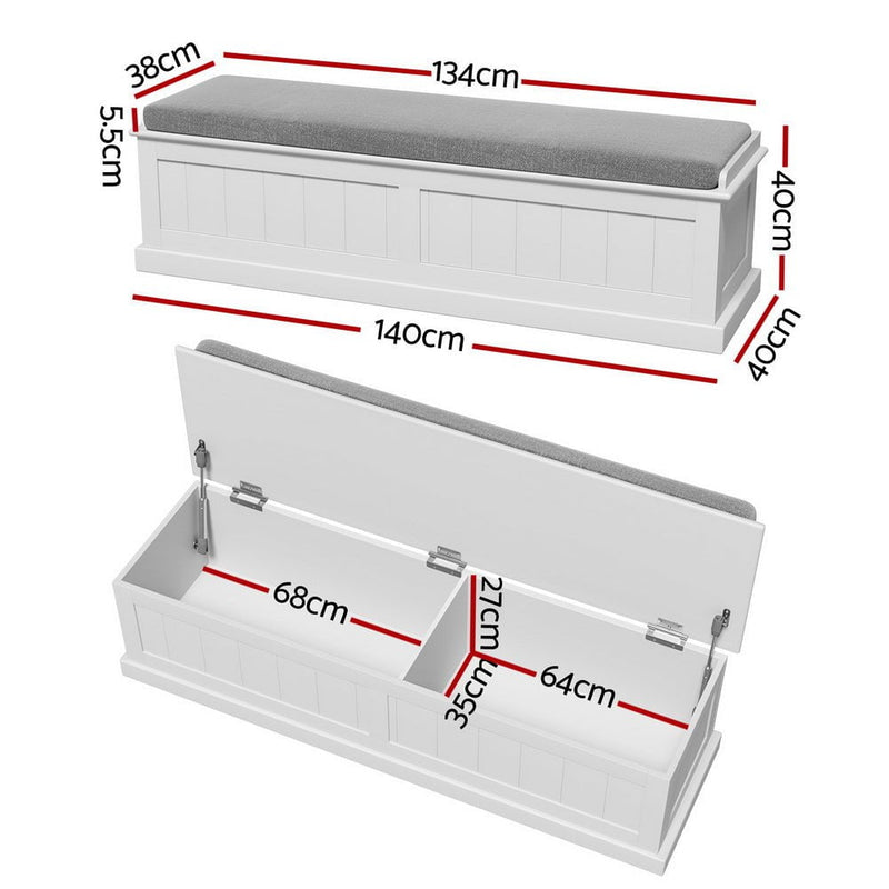 Artiss Storage Ottoman Blanket Box 140cm Fluted Grey