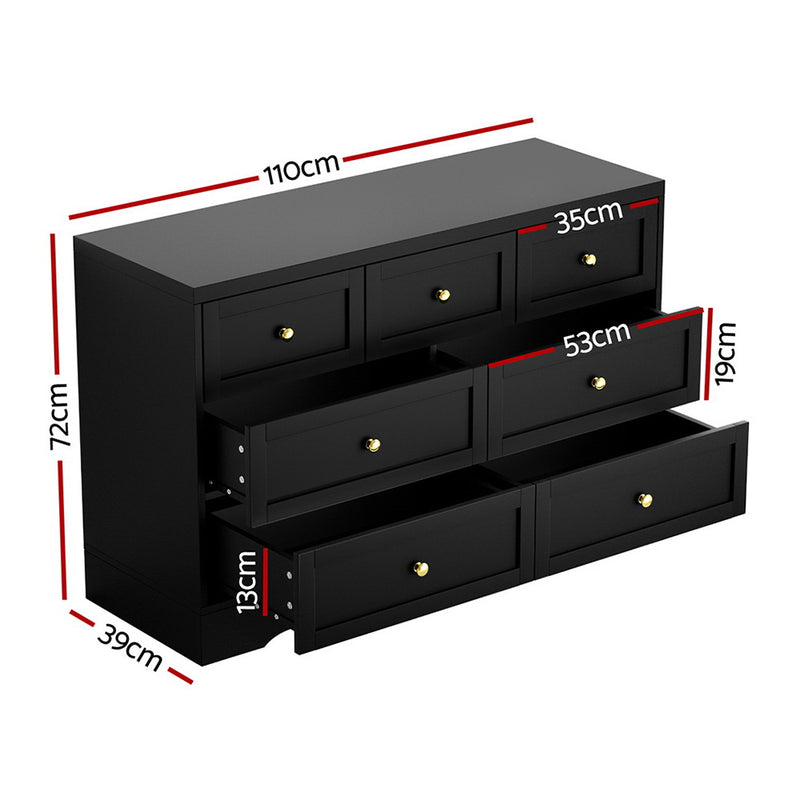 Artiss 7 Chest of Drawers Dresser Table Black