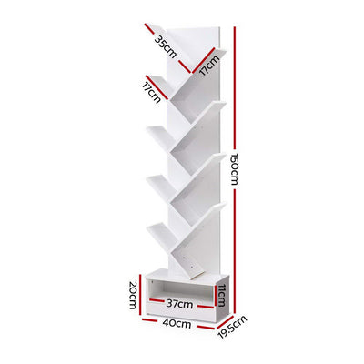 Artiss Tree Bookshelf 9 Tiers - ECHO White