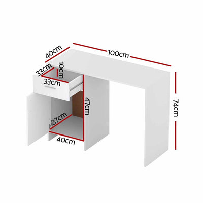 Artiss Computer Desk Drawer Cabinet White 100CM