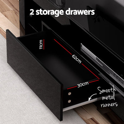 Artiss TV Cabinet Entertainment Unit Stand RGB LED Gloss Furniture 200cm Black