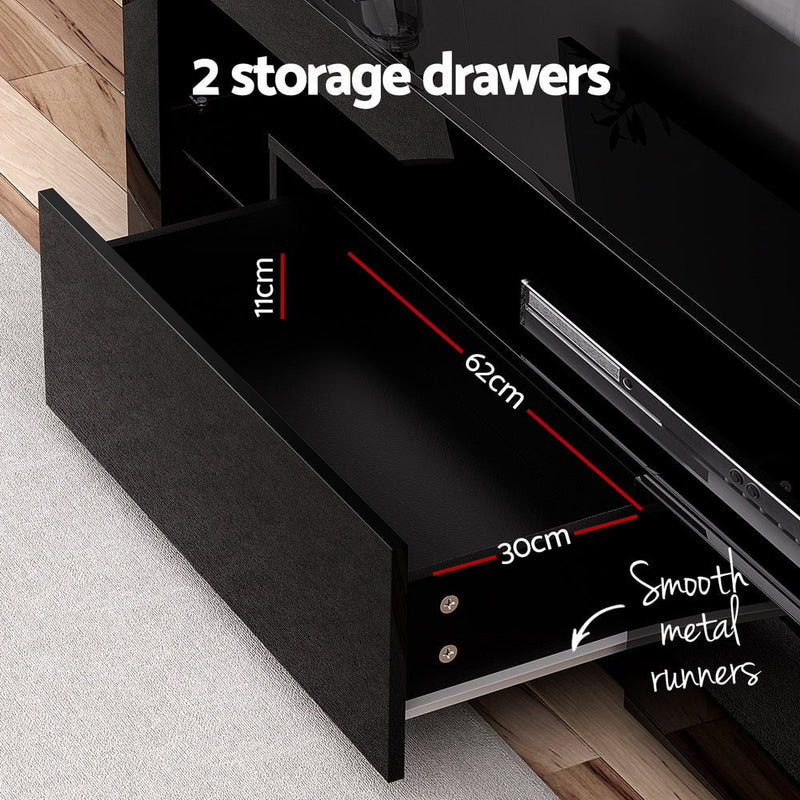 Artiss TV Cabinet Entertainment Unit Stand RGB LED Gloss Furniture 200cm Black
