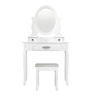 Artiss Dressing Table Stool Makeup Mirror Drawer White Jewellery Cabinet