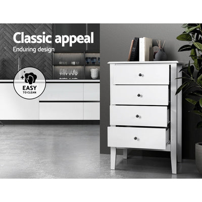 Artiss 4 Chest of Drawers Tallboy Storage Cabinet Bedside Table Dresser White