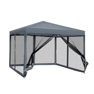 Instahut Gazebo Pop Up Marquee 3x3m Wedding Mesh Side Wall Outdoor Gazebos Grey