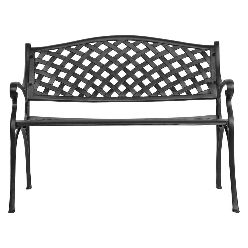 Gardeon Garden Bench Outdoor Seat Chair Cast Aluminium Park Black