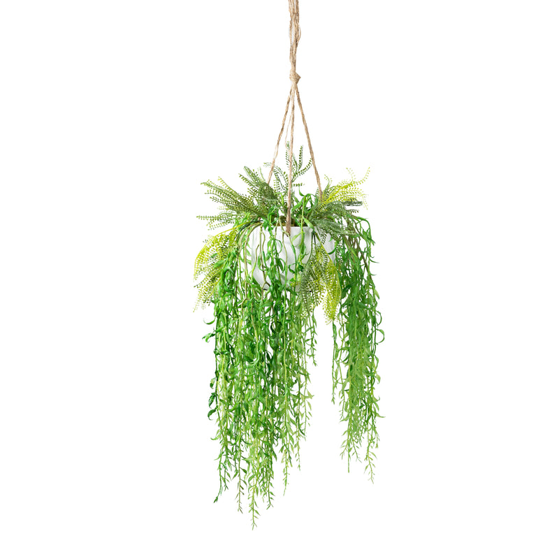 85cm Potted Faux Weeping Willow in Hanging Pot Artificial Plant Flower Décor