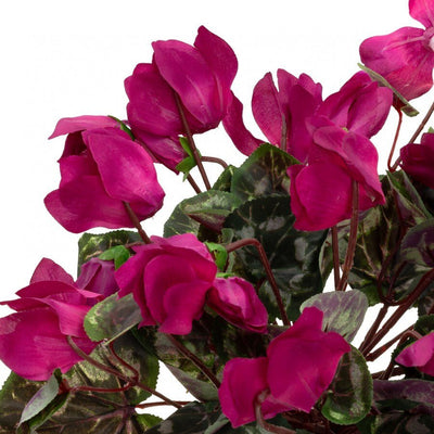 34cm Potted Faux Cyclamen Plant in Pot Artificial Flower Plant Decor - Fuchsia