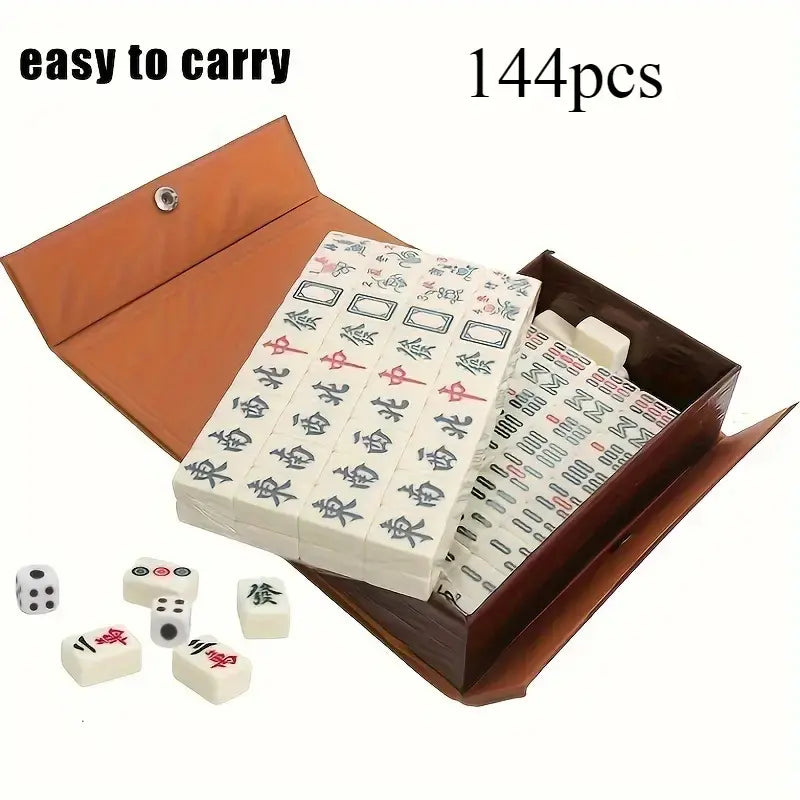 Traditional Mah Jong Game Set 144 Chinese Tiles Mahjong