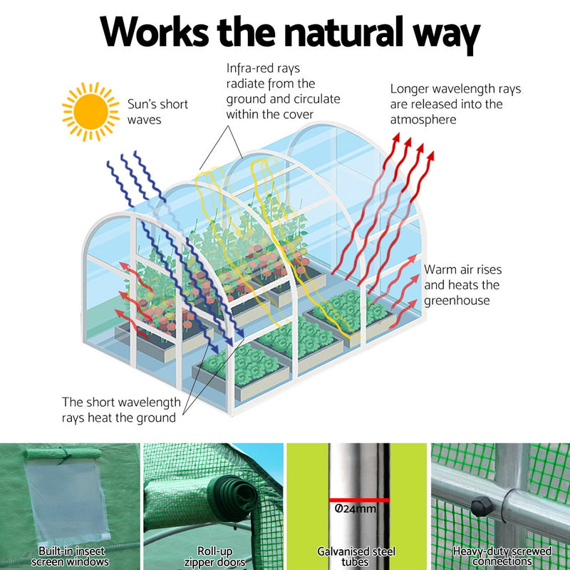 Greenfingers Greenhouse Walk in Green House Tunnel Plant Flower Garden Shed 6X4M