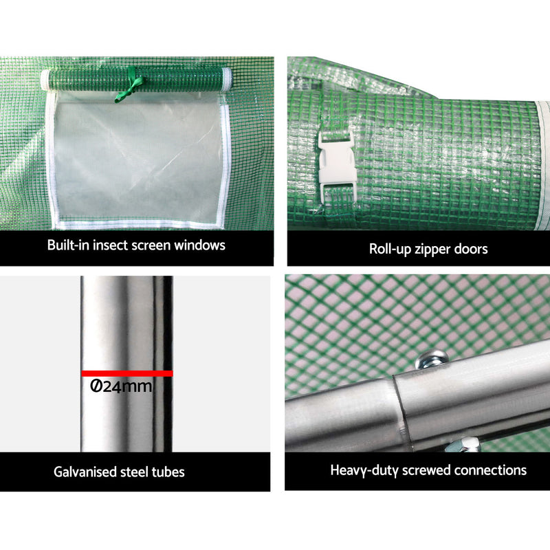 Green Fingers Greenhouse 9x3x2M Walk in Green House Tunnel Plant Garden Shed Dome