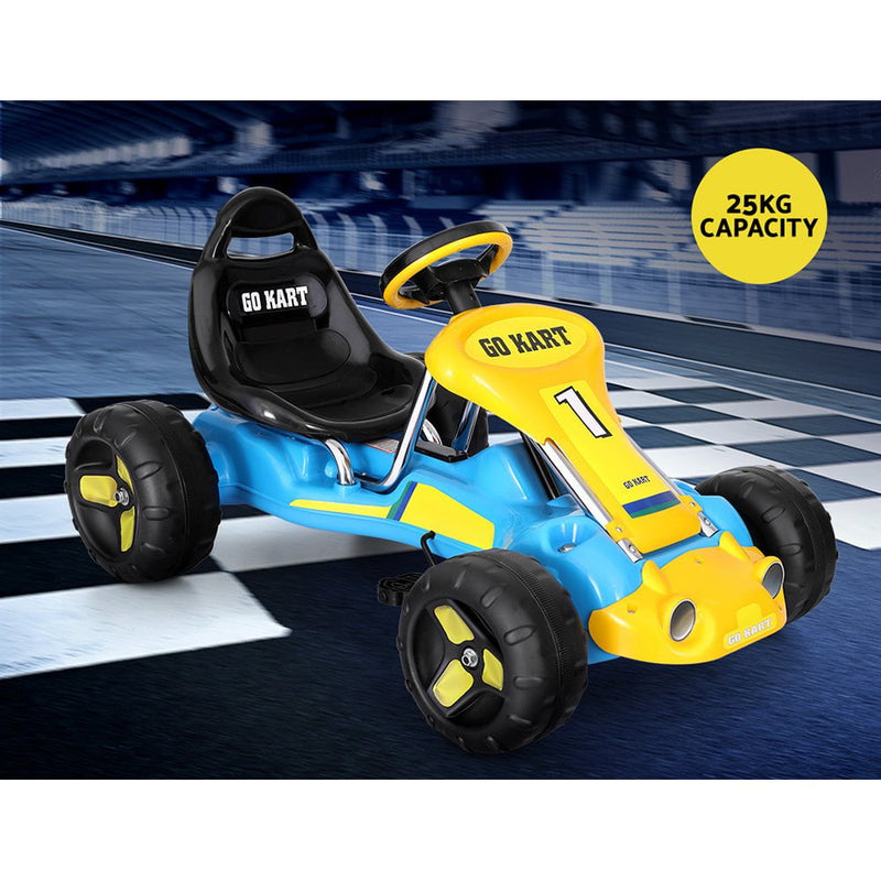 Rigo Kids Pedal Go Kart Ride On Toys Racing Car Plastic Tyre Blue