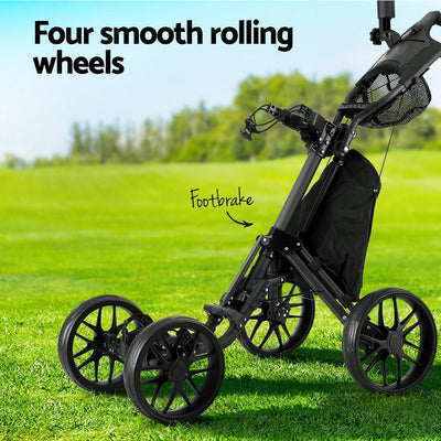 Everfit Golf Buggy Foldable Trolley Golf Cart Wheels Umbrella Bottle Holder