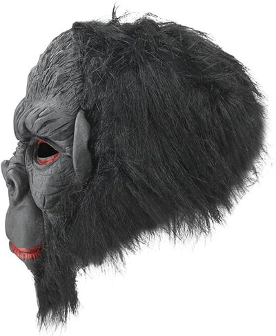 Gorilla Mask Monkey Costume Halloween Animal Ape Chimp with Hair Accessory Latex