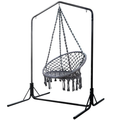 Gardeon Outdoor Hammock Chair with Stand Cotton Swing Relax Hanging 124CM Grey