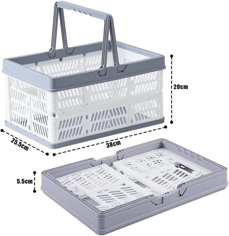 2x 19L Portable Collapsible Shopping Storage Basket with Handle