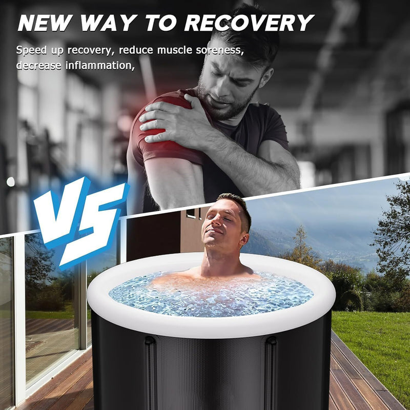 Portable Ice Bath Tub for Athletes - Cold Water Therapy & Hot Tub for Recovery - Foldable 34" Ice Bath Barrel for Home Use