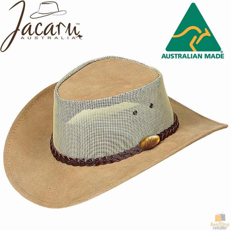 JACARU Summer Breeze Squashy Cooler Suede Leather Hat Brim Vented Mesh 1019
