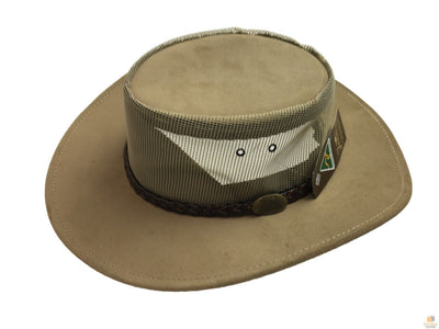 JACARU Summer Breeze Squashy Cooler Suede Leather Hat Brim Vented Mesh 1019