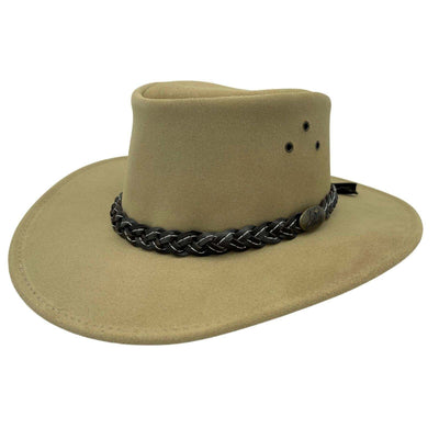 JACARU Wallaroo Suede Leather Hat UV Protection Water Resistant Wide Brim 1007