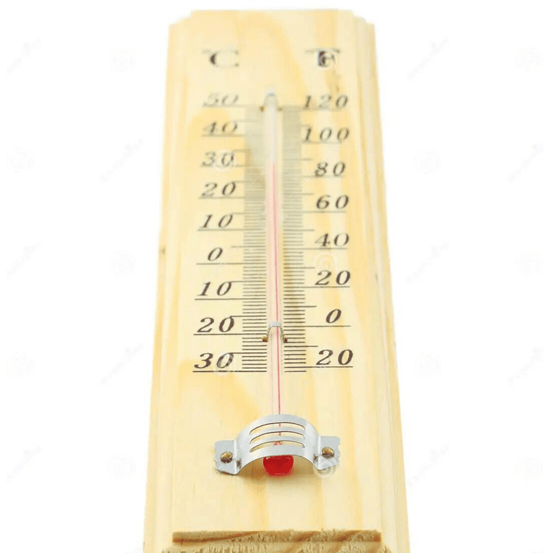 27cm WOODEN THERMOMETER Indoor Outdoor Glass Wall Hanging Room Sensor Jumbo