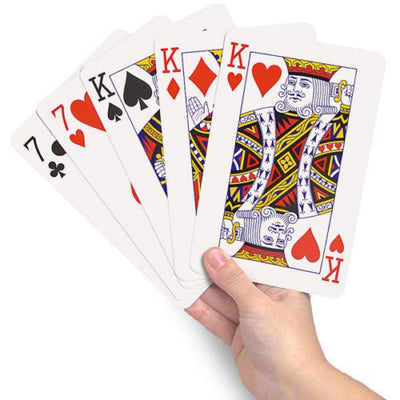 JUMBO PLAYING CARDS Full Deck Red Poker Plastic Coated 8.5 x 12cm King Big Size