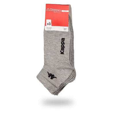 Kappa Mens Ankle Socks - Grey - 1 Pack of 3