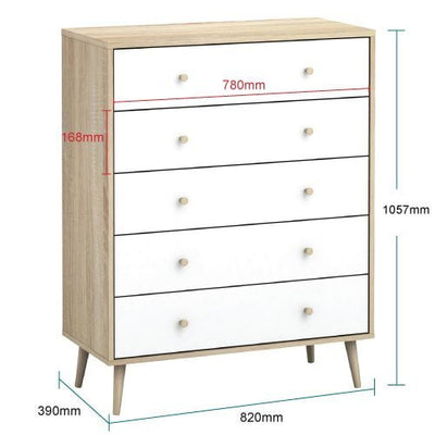 Cosmoliving Bedroom Bundle Adriana 5 Drawers and 2 Bedside Tables