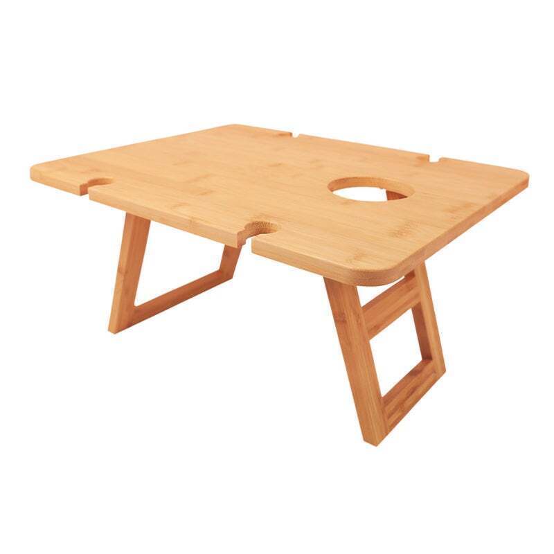 Bamboo Folding Picnic Table, Wine and Snack Table