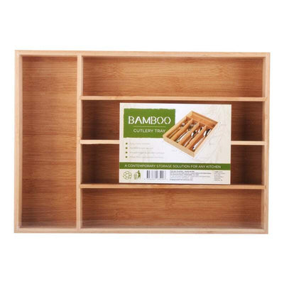 Bamboo Cutlery Spoon Fork Utensils Tray