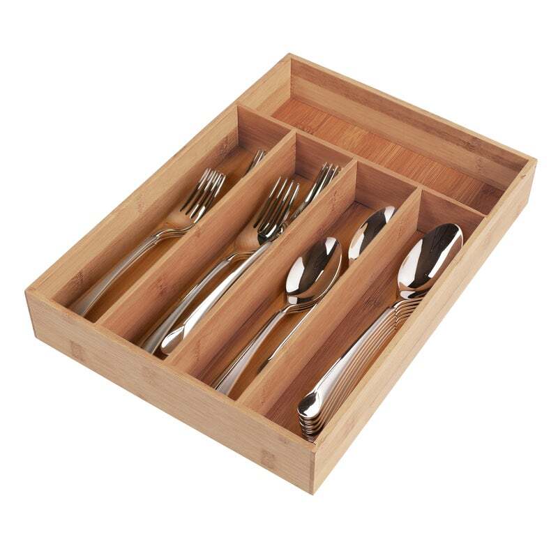 Bamboo Cutlery Spoon Fork Utensils Tray