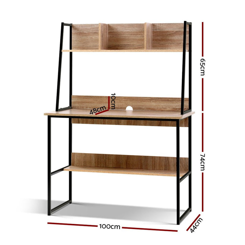 Artiss Office Computer Desk Study Table Workstation Bookshelf Storage Oak