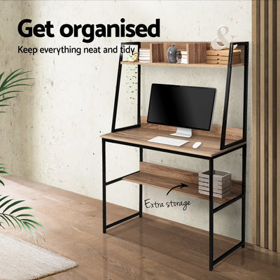 Artiss Office Computer Desk Study Table Workstation Bookshelf Storage Oak