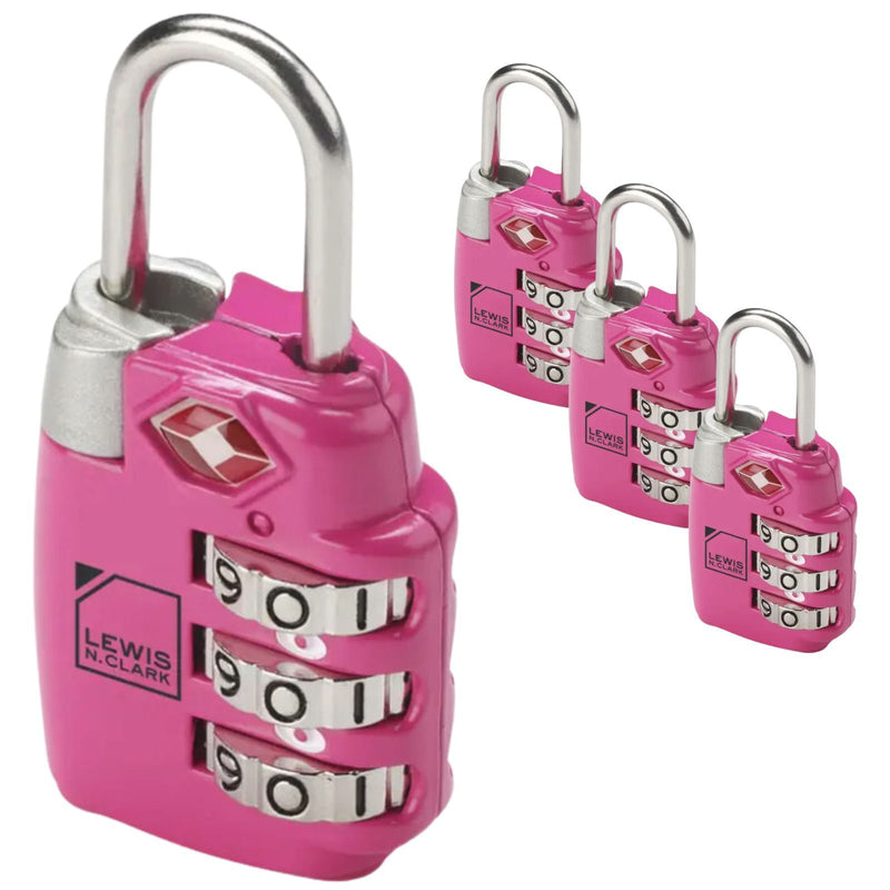 4x Lewis N. Clark PadLock Suitcase TSA Approved Combination Lock Travel - Pink 