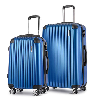 Wanderlite 2pcs Luggage Trolley Set Travel Suitcase Carry On Hard Case Lightweight Blue