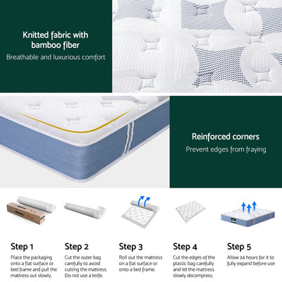 25cm Giselle Mattress Queen Bed Pocket Spring Mattresses