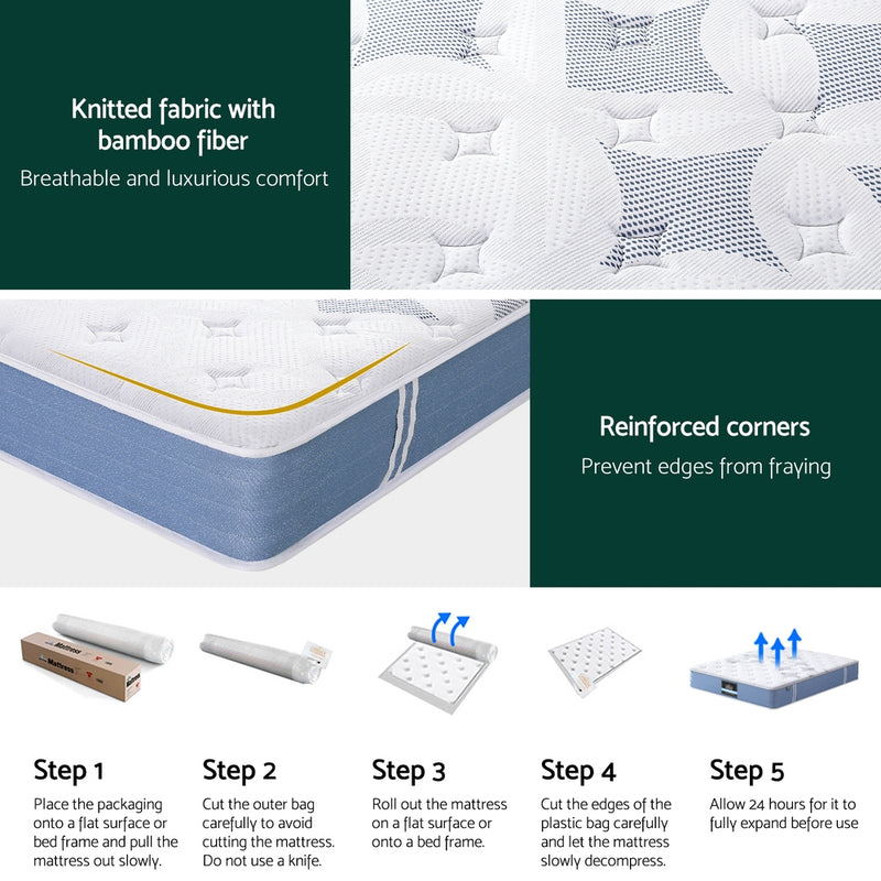 25cm Giselle Mattress Queen Bed Pocket Spring Mattresses