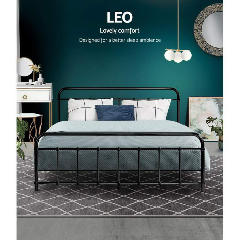 Artiss Bed Frame Metal Frames LEO - Queen (Black)