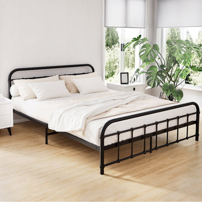 Artiss Bed Frame Metal Frames LEO - Queen (Black)