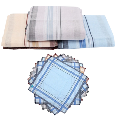 Mens HANDKERCHIEFS 100% Cotton Pocket Square Hanky Handkerchief 35x35cm - 4 Hankies