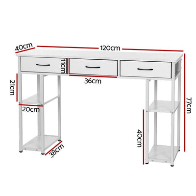 Artiss Computer Desk Drawer Shelves Study Table 120CM White