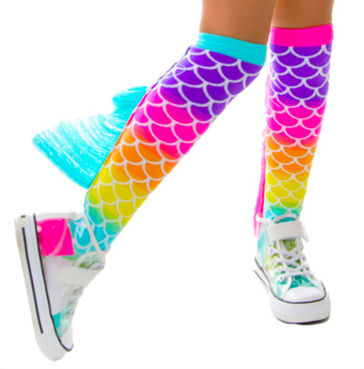 MERMAID Toddler Girl’s Long Knee High Socks - Age 3-5 Unisex - Multicolour