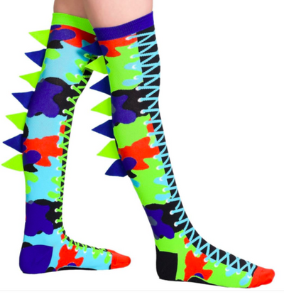 MADMIA MADMAX Dino Kids & Adults Long Knee High Socks - Unisex Pair -Multicolour