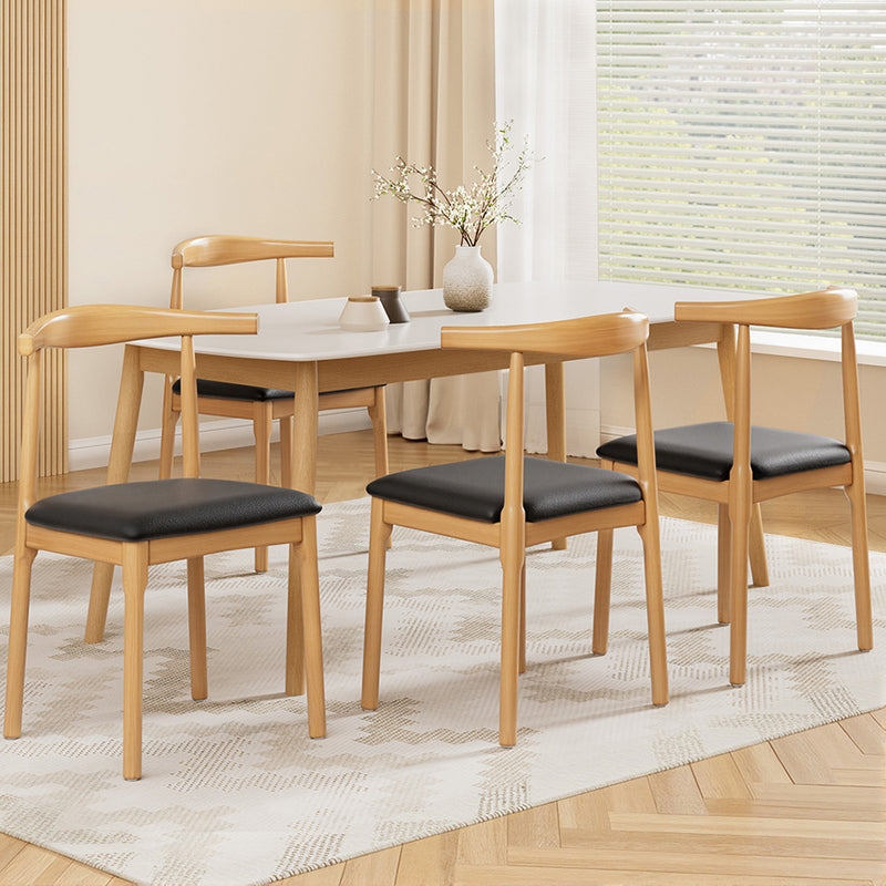 Artiss 4x Dining Chairs Rubber Wood Leather Seat Black