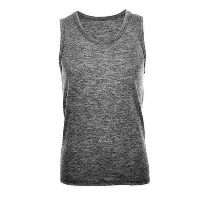 MERINO SKINS Mens Classic Round Neck Tank Singlet Thermal Top - Soft Grey