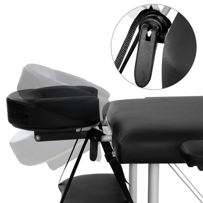 Zenses Massage Table 75cm Portable 3 Fold Aluminium Beauty Bed Black