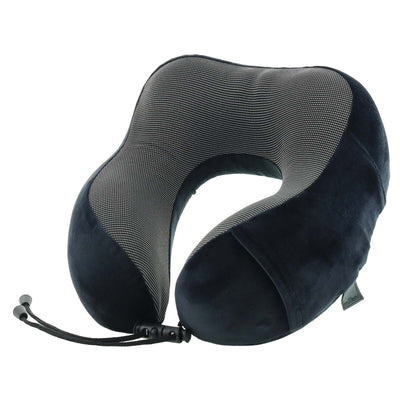 Milleni Memory Foam Comfort Ergonomic Air Travel Neck Pillow Neck Support Flight - Black