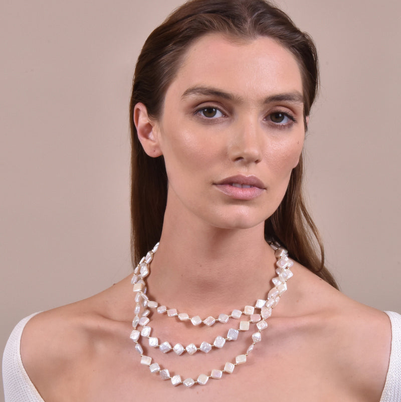 Culturesse Florence Luxury Diamond Pearl Layering Necklace 